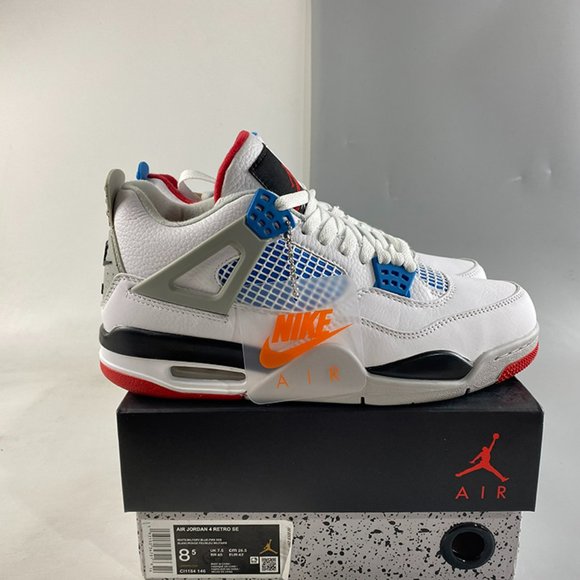 Air Jordan 4 Retro White and Blue Sneakers - Picture 2 of 10